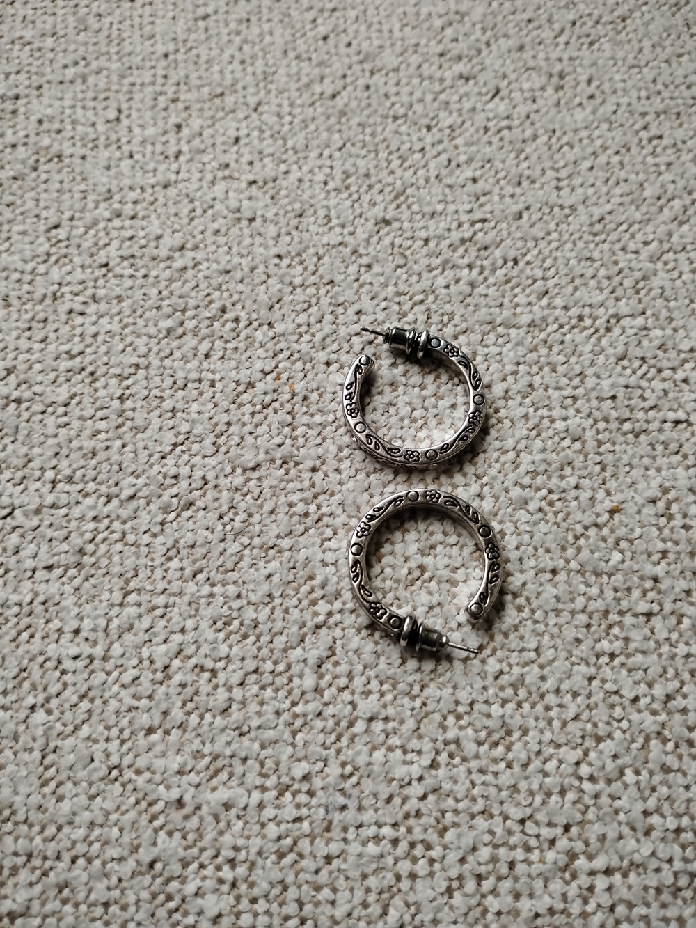 Brighton Silver-Tone Floral Hoop Earrings
